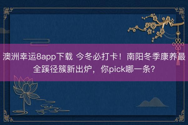 澳洲幸運8app下載 今冬必打卡！南陽冬季康養(yǎng)最全蹊徑簇新出爐，你pick哪一條？