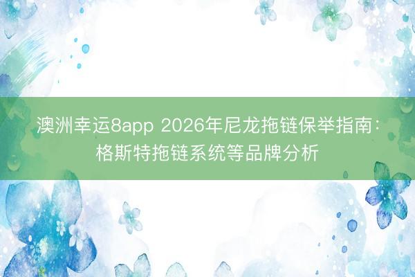 澳洲幸運8app 2026年尼龍拖鏈保舉指南:格斯特拖鏈系統等品牌分析