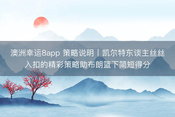 澳洲幸運(yùn)8app 策略說(shuō)明|凱爾特東談主絲絲入扣的精彩策略助布朗籃下簡(jiǎn)短得分